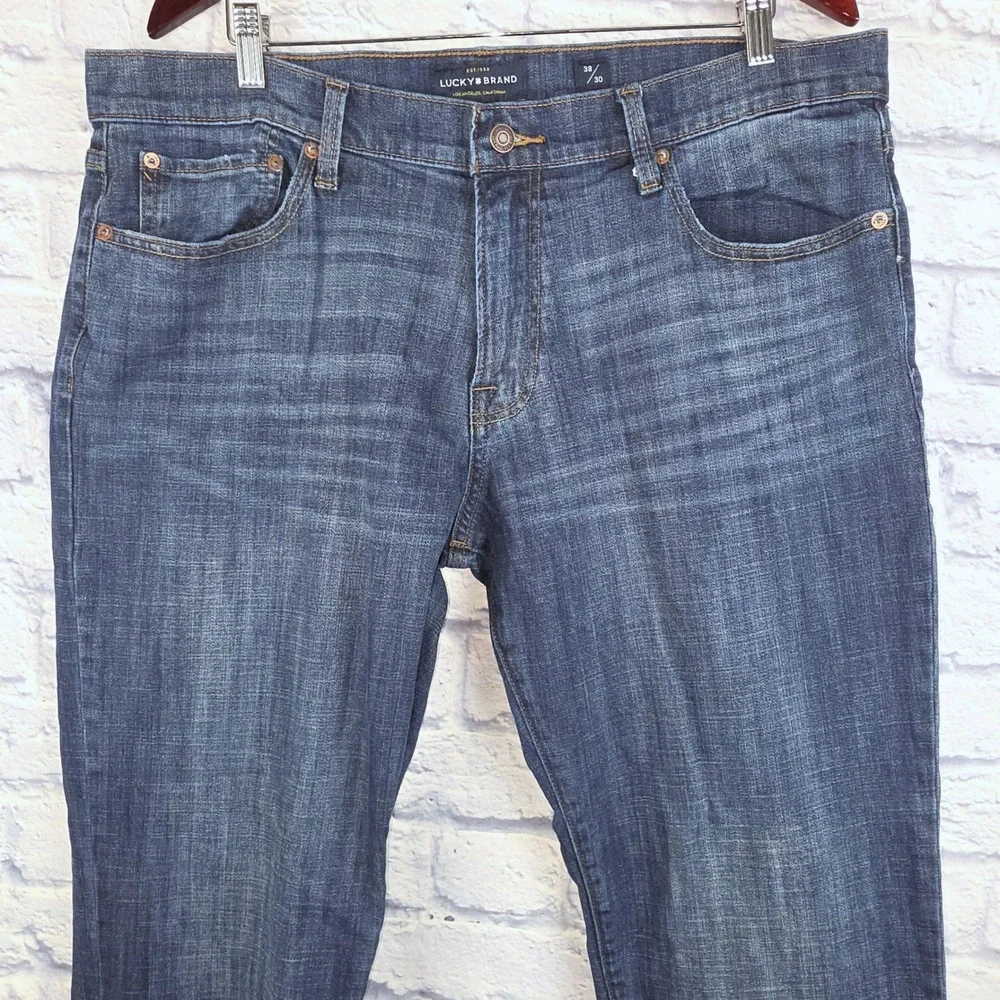 Lucky Brand 221 Straight Leg Jeans Mens Medium Wash Blue Stretch Denim Sz 38X30